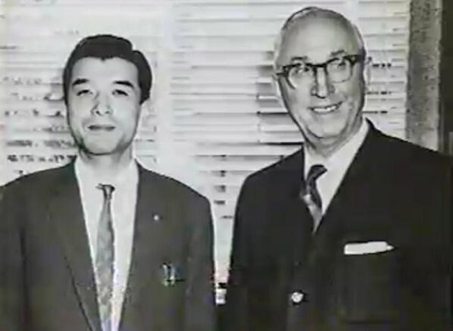 A young Hiroshi Yamauchi with Roy Disney